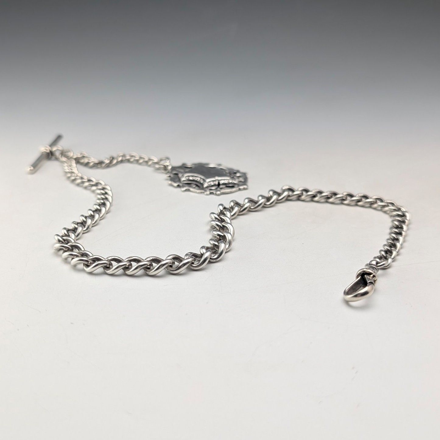 1900年頃 英国アンティーク 純銀製アルバートチェーン 53g 純銀大型