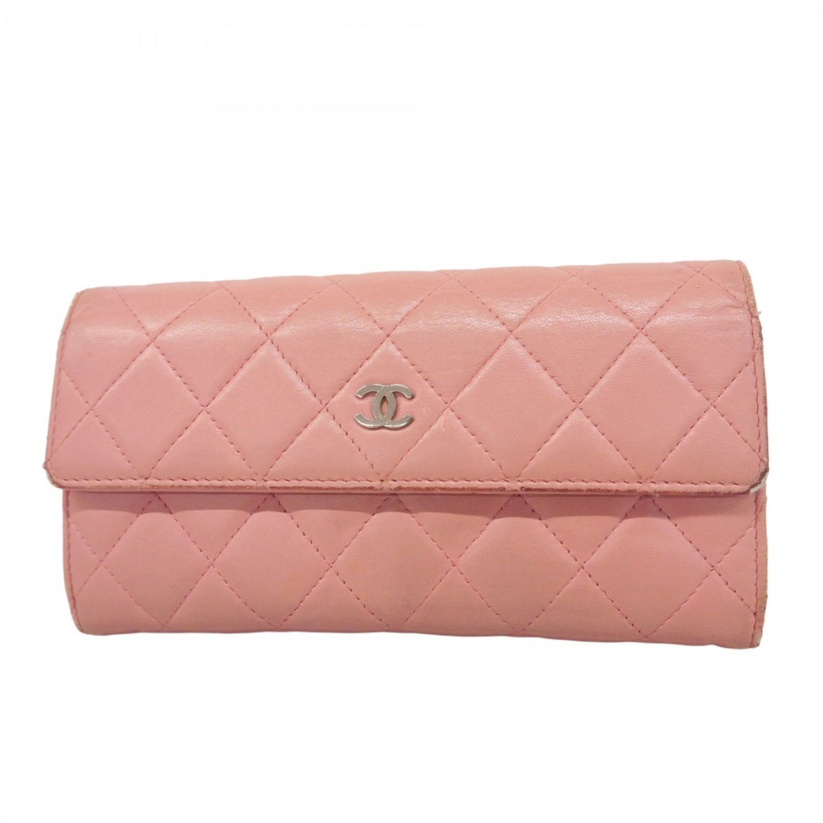 シャネル(Chanel) シャネル 長財布 マトラッセ ラムスキン ピンク
