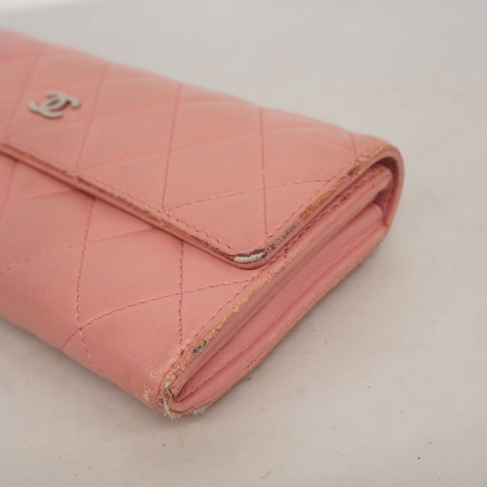シャネル(Chanel) シャネル 長財布 マトラッセ ラムスキン ピンク