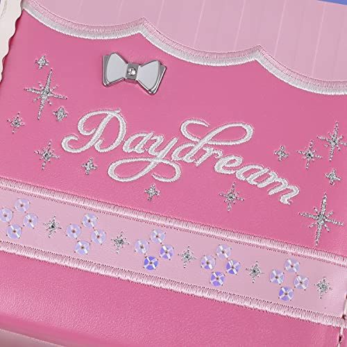 人工皮革パール生地|ワンタッチロック|ハート＆蝶結び刺繍