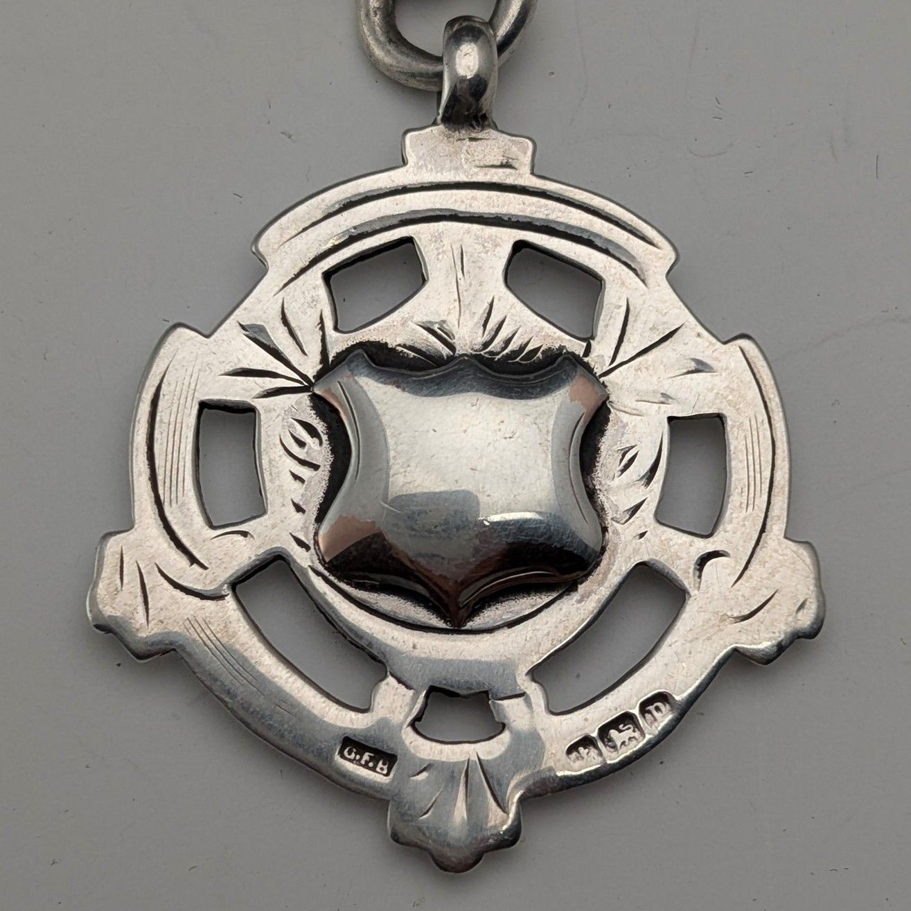 1905年頃 英国ヴィンテージ 純銀製アルバートチェーン 54g 純銀