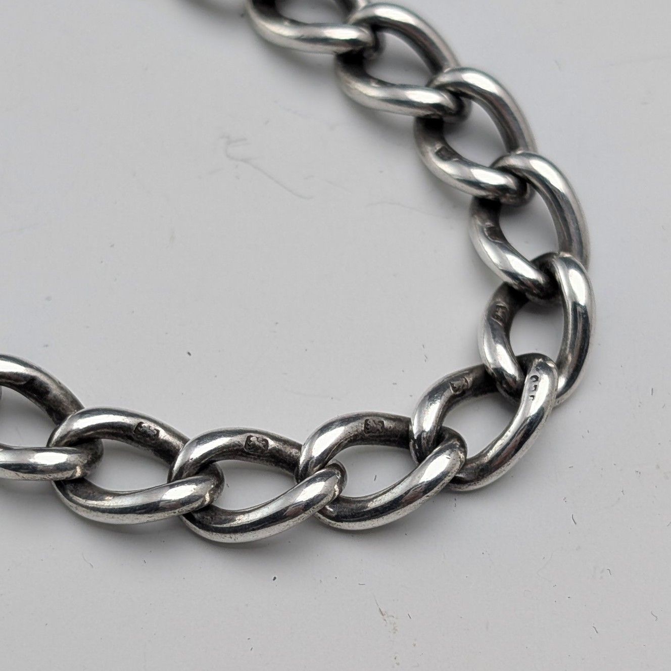 1905年頃 英国ヴィンテージ 純銀製アルバートチェーン 54g 純銀