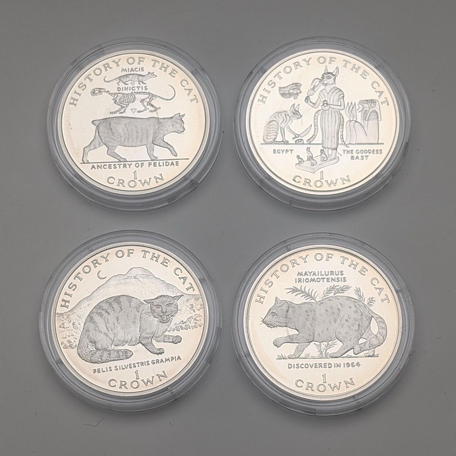 英国マン島 クラウン銀貨 猫の​歴史シリーズ：4枚セット PobjoyMint