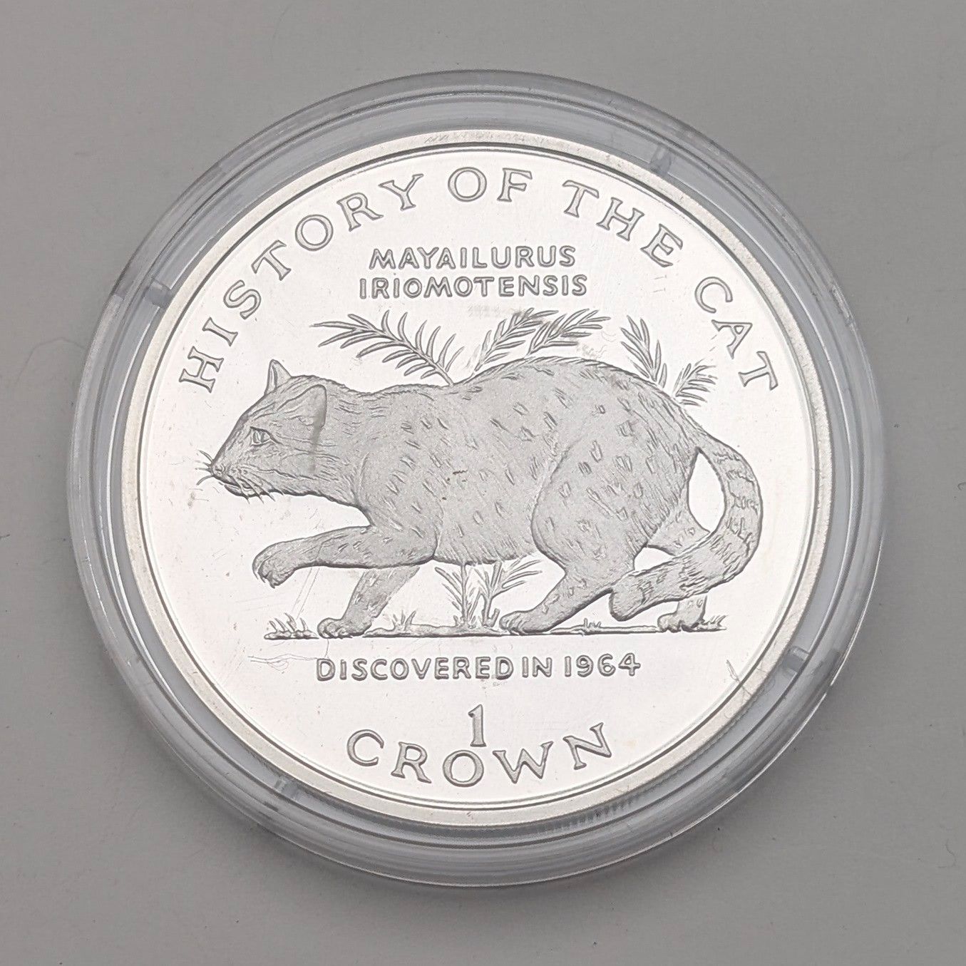 マン島 銀貨 猫の歴史 英国マン島 クラウン銀貨 ​「猫の​歴史：イリオモテヤマネコ