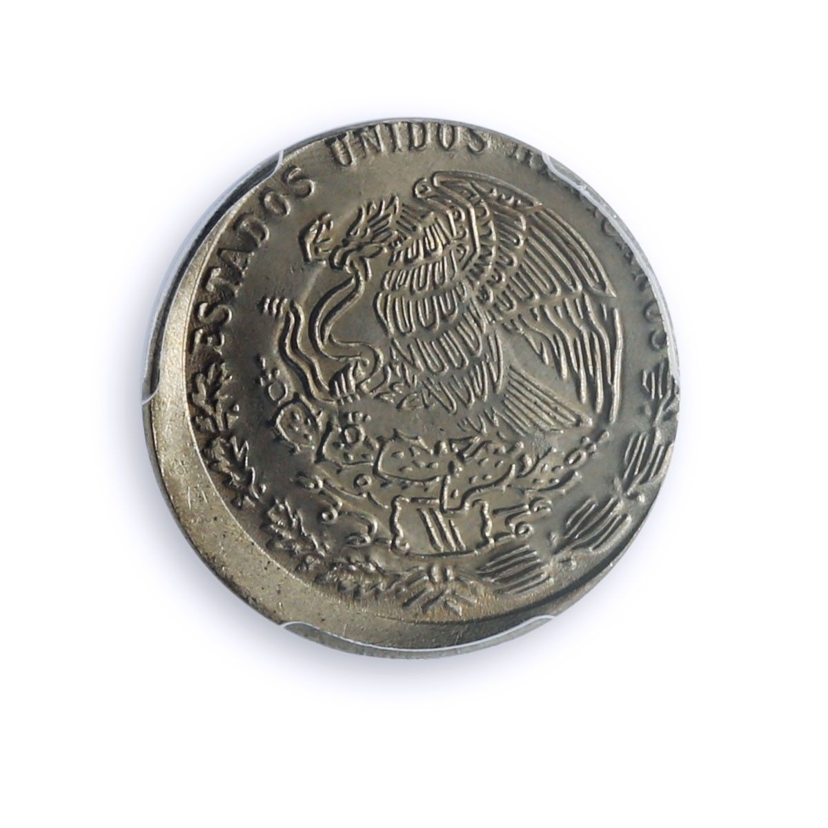 メキシコ 20センタボ 共和国造幣局 エラーストラック センター MS 64