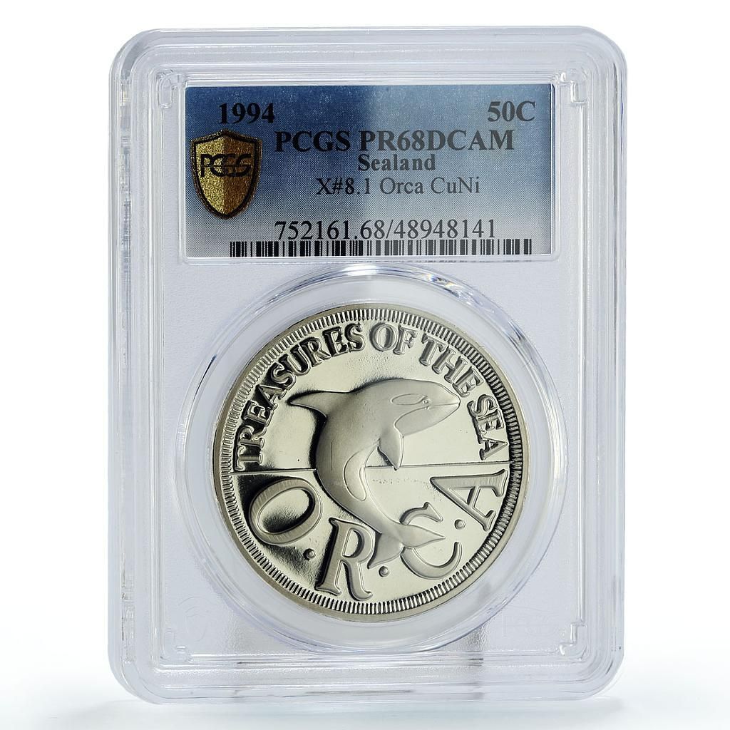 シーランド 50セント 海の宝物 シャチ クジラ 動物相 X#8.1 PR68 PCGS