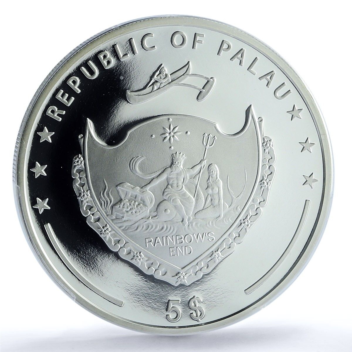 パラオ 5ドル エンペラーエンゼルフィッシュ KM-755 海洋動物 PR69
