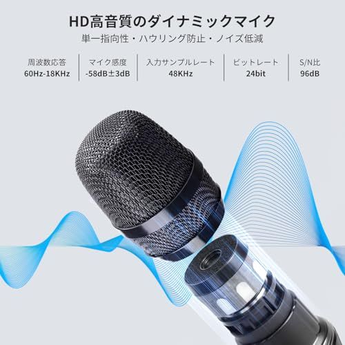  XIAOKOA ダイナミックマイク ワイヤレスマイク ハンズマイク カラオケマイク 無線マイク 2人用 UHF 30 m安定伝送 Type-c充電式 ノイズ低減 ミュート機能 長時間使用 合金製 耐久性 3.5 mm|6.35 mm ハンドヘルドマ 26 c 53954 その他 キッチン 食器