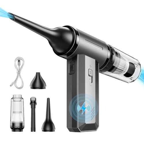 エアダスター 電動エアダスター ブロワー 最強 洗車 ブロアー 2025夏新開発 2 in 1 エアダスター＆ハンディクリーナー 吹き飛ばし-吸い込む 車載掃除機 超強力 高速回転 75 m|s圧倒的な風速 Type-C充電式 aecdd 374