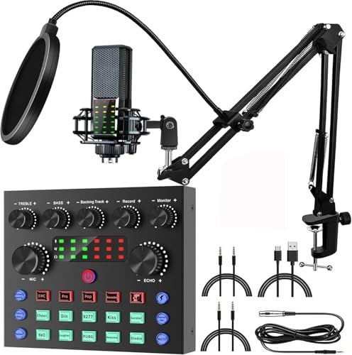 カラオケセット家庭用 ボイスチェンジャー マイク サウンドカード 配信機材 Cotumned v 8 sound card with condenser mic set ライブ配信用機材 PA マルチトラックレコーダー レコーディング機 bc 7 b 0 a 68