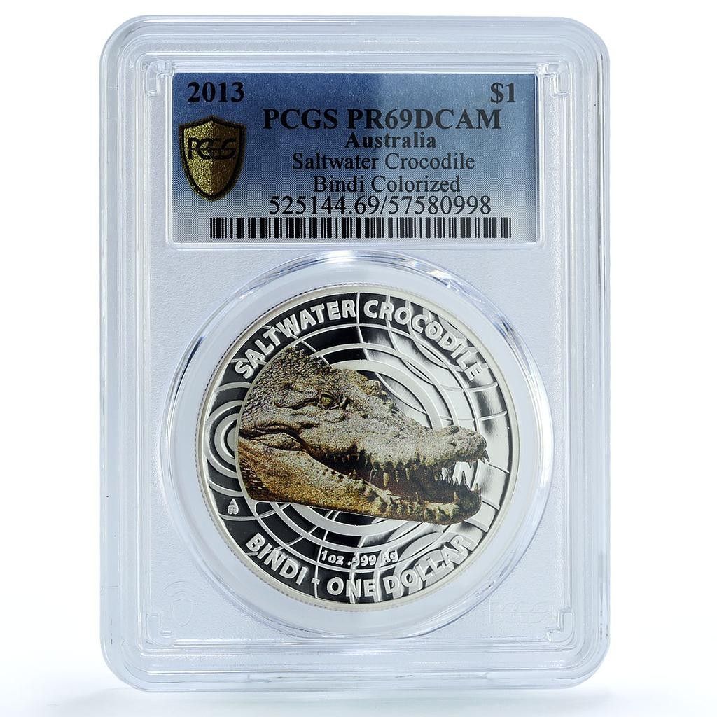 アトラリア 1ドル イリエワニ KM-2029 ファウナ PR 69 PCGS 銀貨 2013