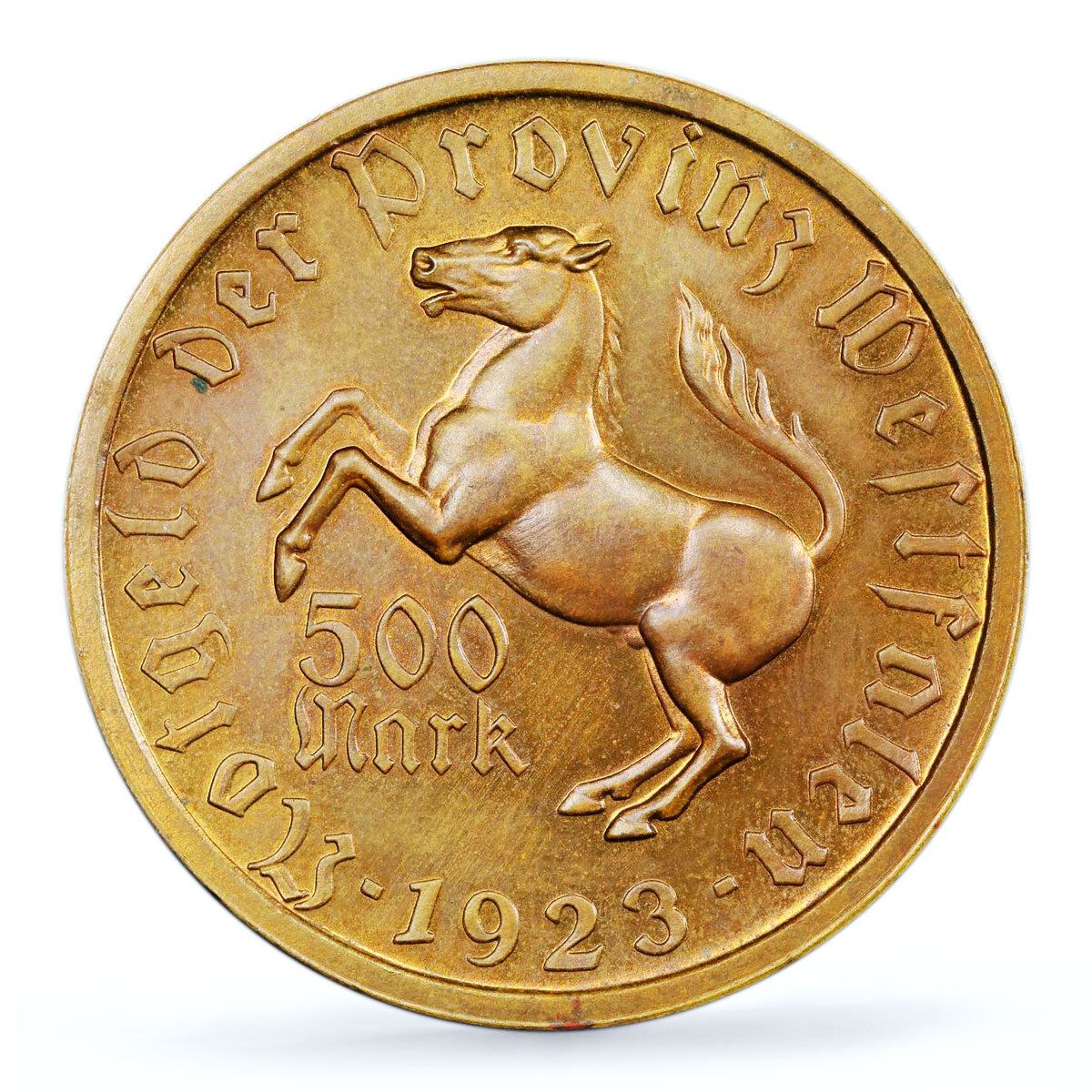 ドイツ ヴェストファーレン 500マルク アネット・フルショフ 馬 MS64