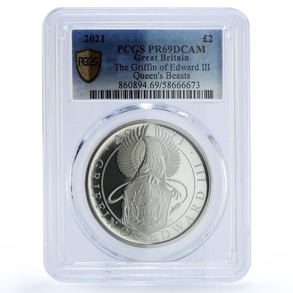 イギリス 2ポンド グリフィン エドワード3世 女王ビースト PR 69 PCGS