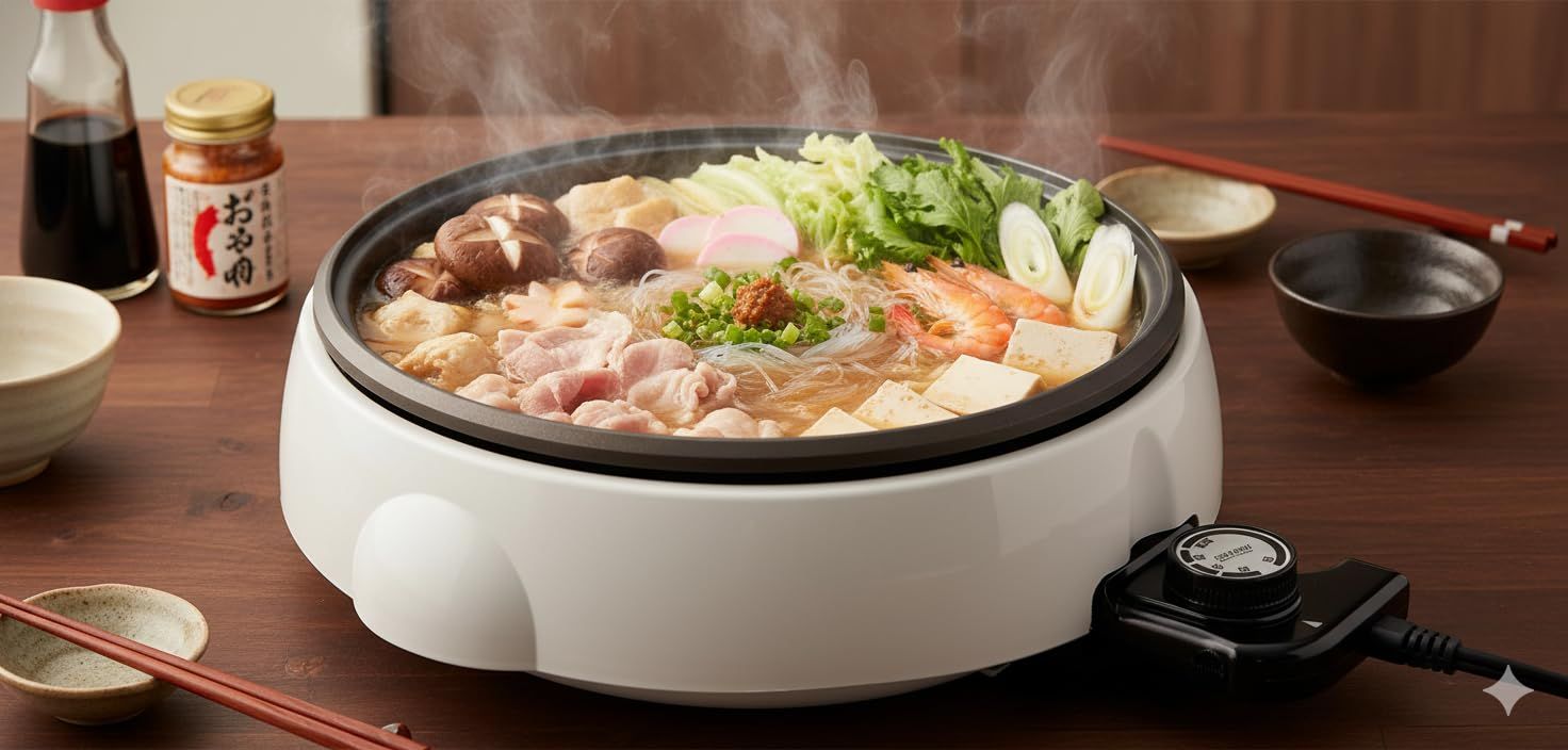 丸山技研 プチ プレジール 電気 グリルパン 23 cm ガラス蓋付 ふっ素樹脂加工 ホワイト PGN-90 W AZ-3940 2～4人用 卓上 なべ料理 フッ素樹脂加工 着脱式 温度調節機能付