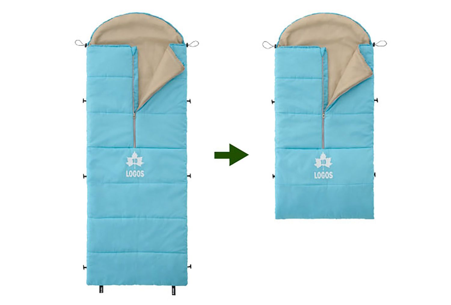  ロゴス LOGOS アウトドア 収納楽らく!丸洗いキッズスランバー 10 ライトブルー その他 登山 クライミング用品