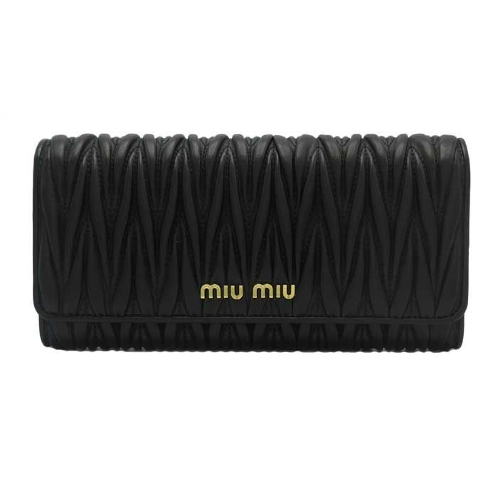 🎀ミュウミュウ 長財布 MIU MIU マテラッセ レザー メタルロゴ