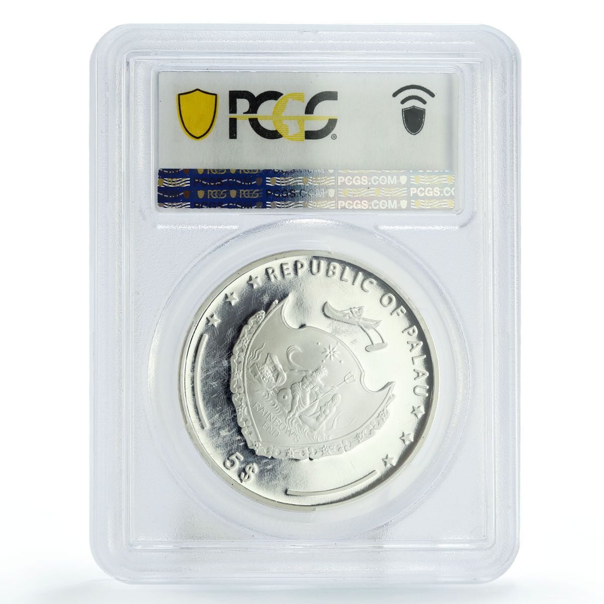 パラオ 5ドル 海洋生物パールオイスターピンクシェル PR69 PCGS 銀貨