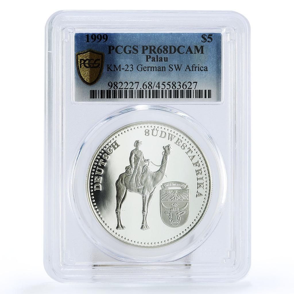 パラオ 5ドル ドイツ南西アフリカ キャメル PR68 PCGS 銀貨 1999年