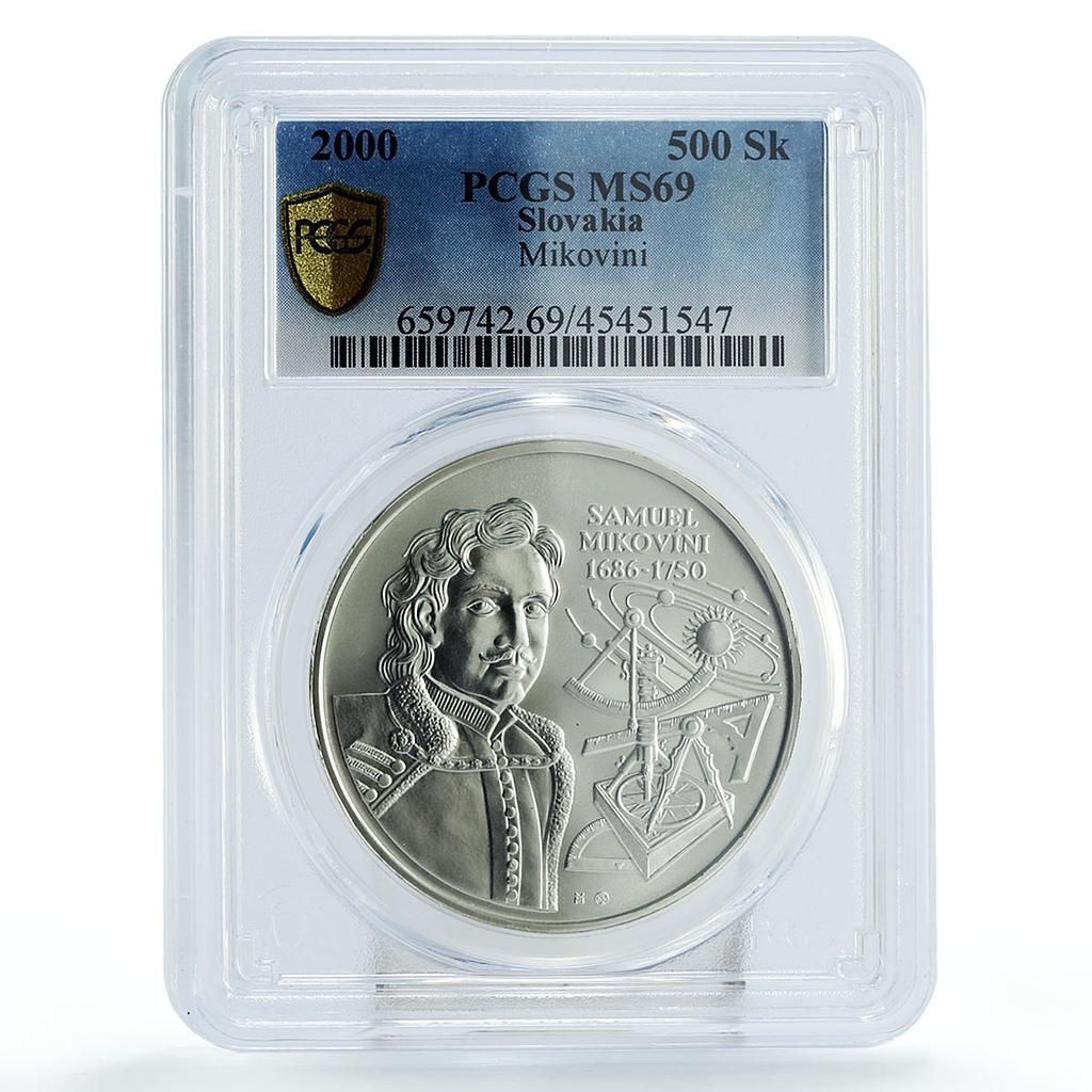 スロバキア 500コルナ 250周年記念 サミュエル・ミコヴィニ MS69 PCGS