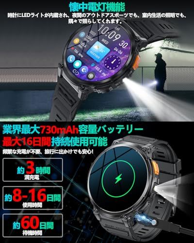  スマートウォッチ 2026究 新設計 1.85インチ超大画面 丸型 軍用規格 懐中電灯 腕時計 メンズ 老眼の人に最適 730超長持ちバッテリー iPhone アンドロイド対応 smart watch Bluetooth 5.3通話 時間設定 3 c 88 ef 0 d その他 キッチン 食器