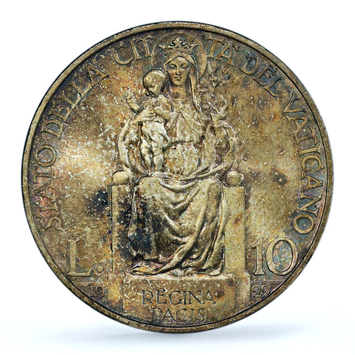 イタリア バチカン 10リラ 教皇ピ11世 聖母マリア イエス・ベビー MS65