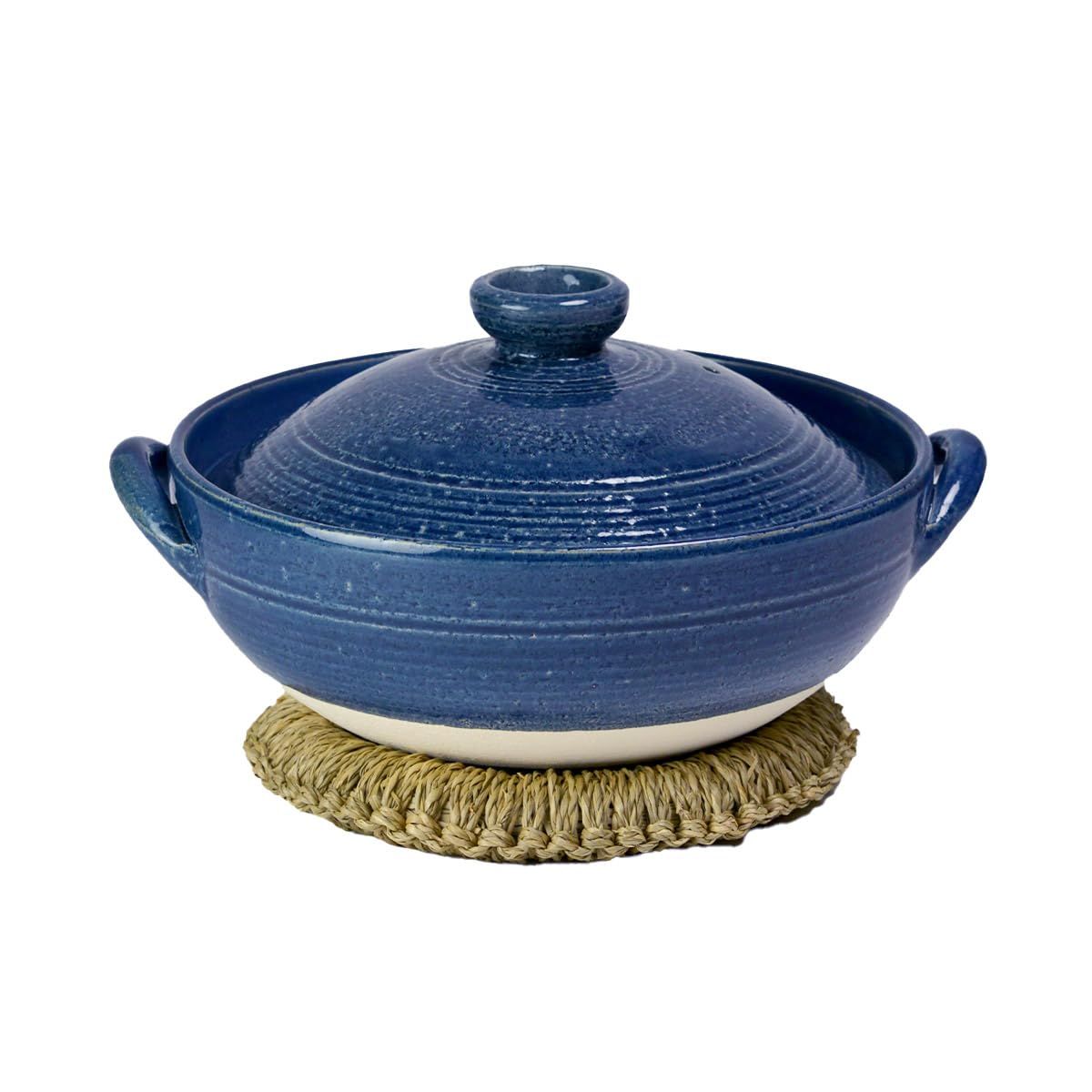 炊きじょうず土鍋 藍釉 8号 鍋敷き付き ご飯鍋 万能鍋 ごはん 鍋料理 鍋パーティー 結婚 出産 内祝い 引き出物 金婚式 プレゼント 還暦祝い 古希 喜寿 米寿 退職 定年 お祝い お返し お礼 令和 両親 父 母 男性 女性 日本