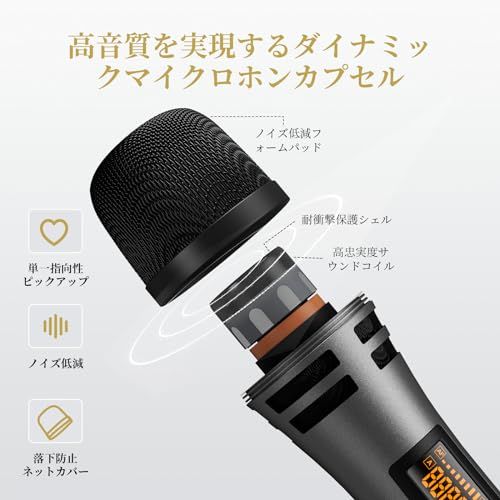 ワイヤレスマイク TONOR UHF デュアル カラオケマイク システム 無線マイク プロフェッショナル充電式レシーバー コードレス 結婚式 DJ パーティー スピーチ TW 320 グレー b 96 ca 20 e