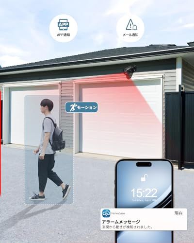 500万画素 122°超広角 OHWOAI HD-AHD-アナログ防犯カメラセット 屋外対応 監視カメラ 録画機セット 防水 赤外線 遠隔監視対応 2台セット モニター ブラック 適格請求書発行可