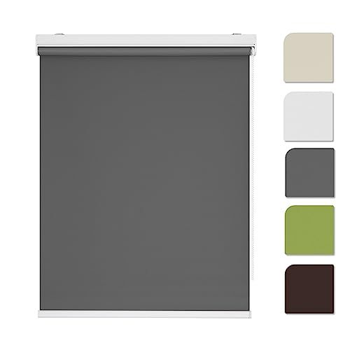 Grandekor ロールスクリーン ロールカーテン 丈180 cm 幅130 グレー 完全遮光 1級遮光 防音 遮熱 表裏同色 防寒 チェーン式 カーテンレール取り付け e 7 0 fe 866