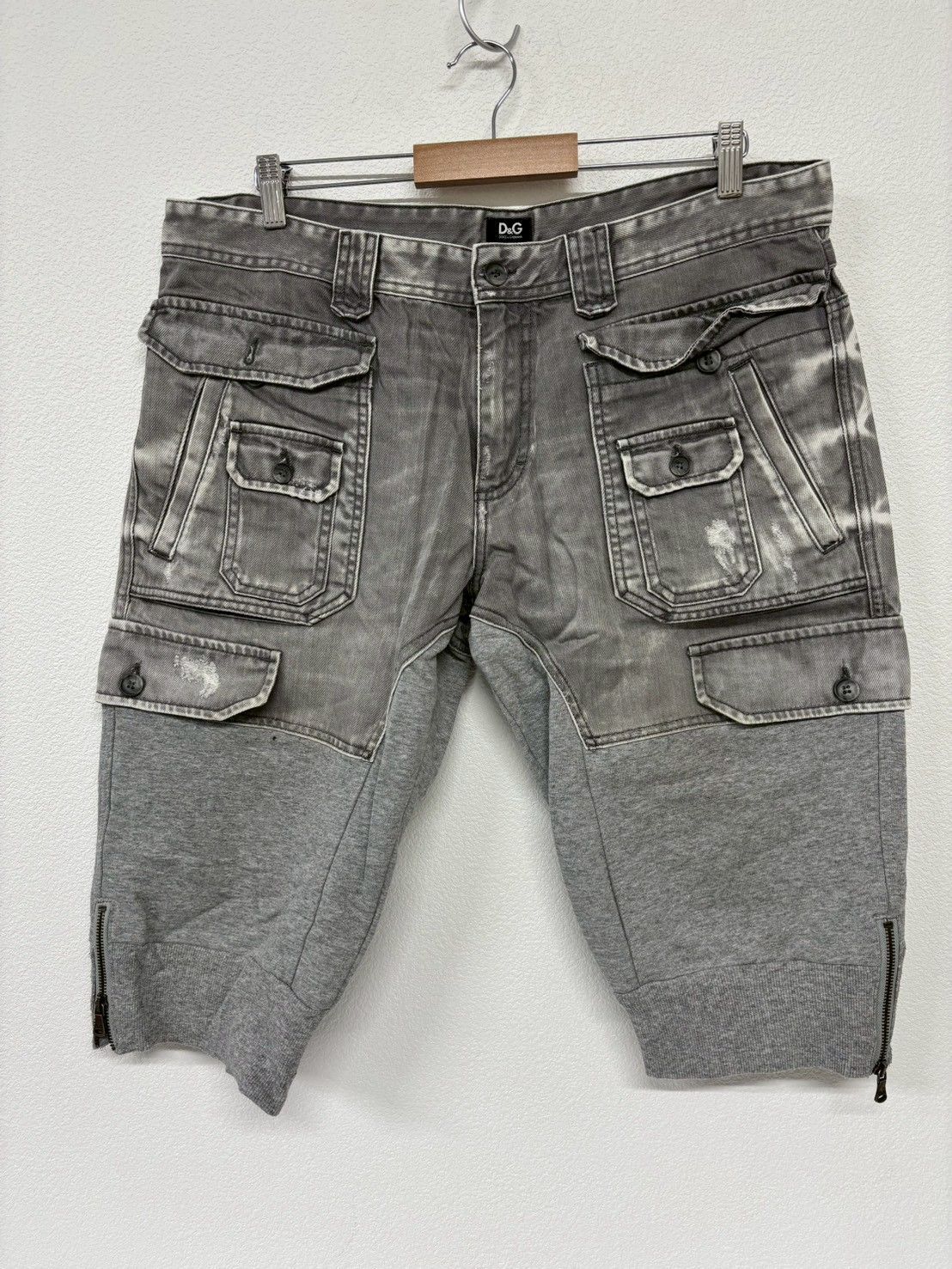 D&G ドルチェ＆ガッバーナ カーゴデニム スウェット切替パンツ グレー