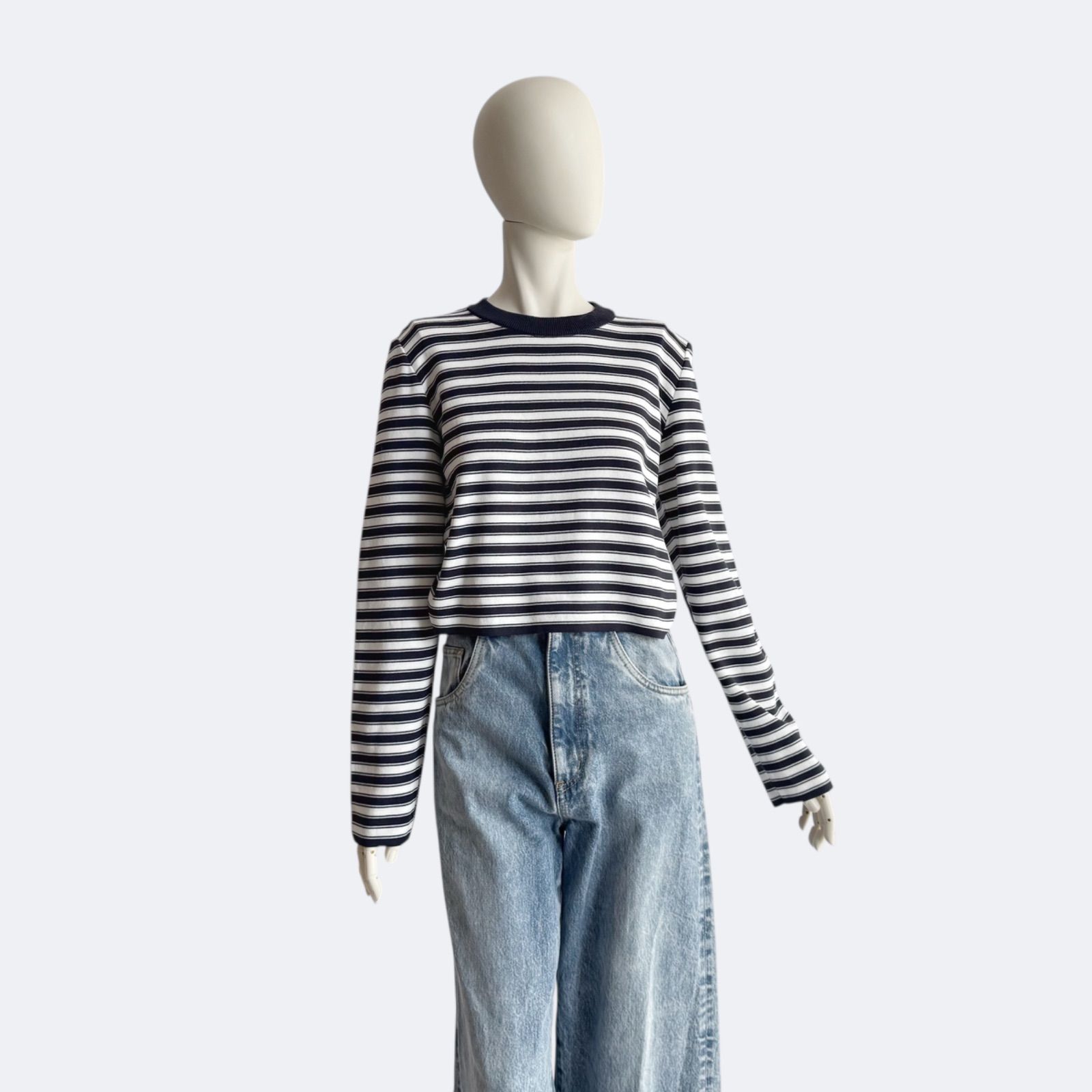 yori　未使用級　ミラノリブボーダーショートニット yori ヨリ ミラノリブボーダーショートニット レディース セーター