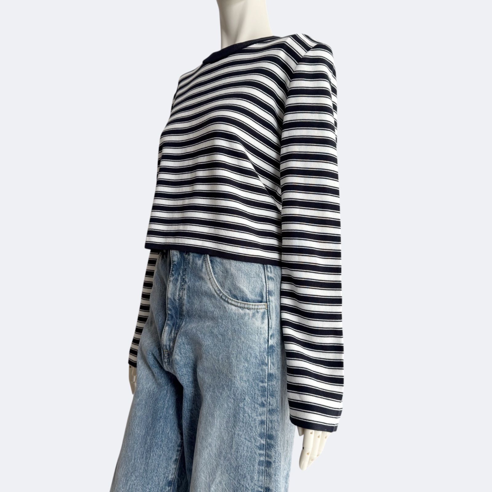 yori ヨリ ミラノリブボーダーショートニット レディース セーター