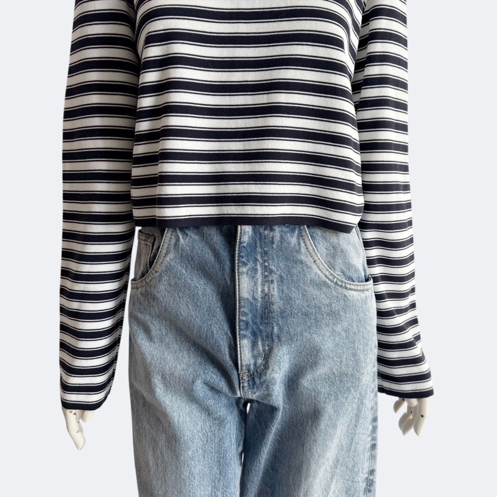 yori ヨリ ミラノリブボーダーショートニット レディース セーター