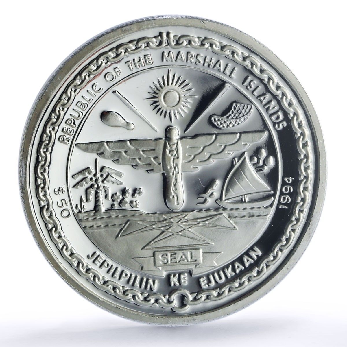 マーシャル諸島 50ドル 土星 太陽系 宇宙 PR 69 PCGS 銀貨 1994年