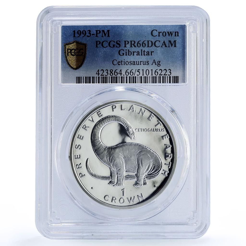 ジブラルタル 1クラウン ケティオサウルス保護区 恐竜 PR66 PCGS 銀貨