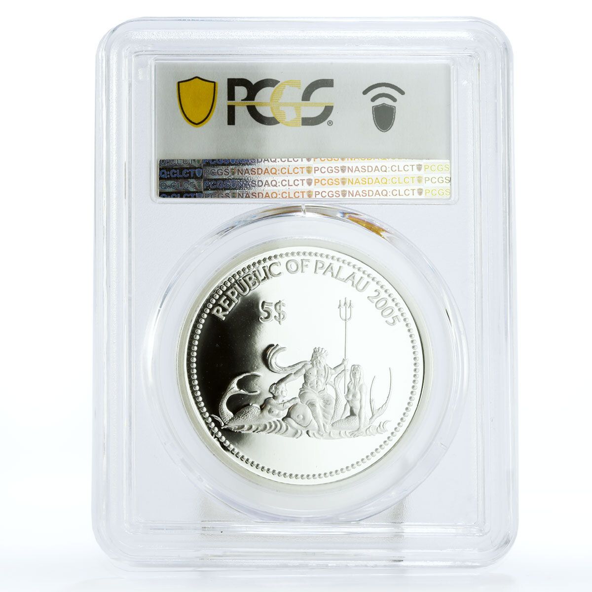 パラオ 5ドル 海洋生物保護 エンゼルフィッシュ 動物相 PR69 PCGS 銀貨