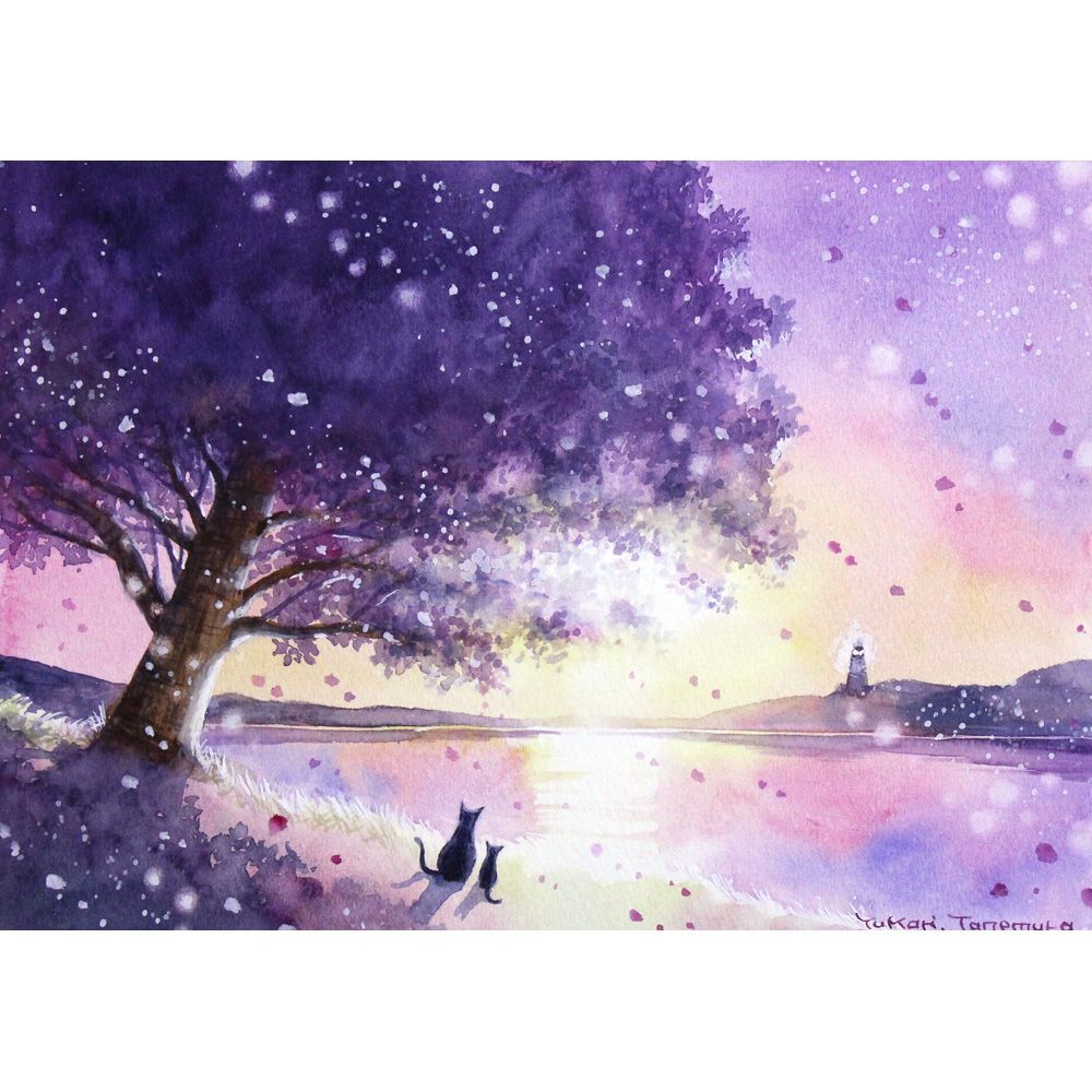 原画）春の夕風【SMサイズ／水彩画／#3038】 - メルカリ