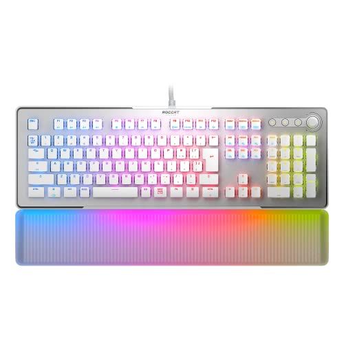 ROCCAT ゲーミングキーボード Vulcan II Max JP 日本語配列 有線 ホワイト|白 オプティカル リニア 静音 フルサイズ カスタマイズ RGB 半透明アームレスト ボリュームダイヤル 品 b 081 a 748