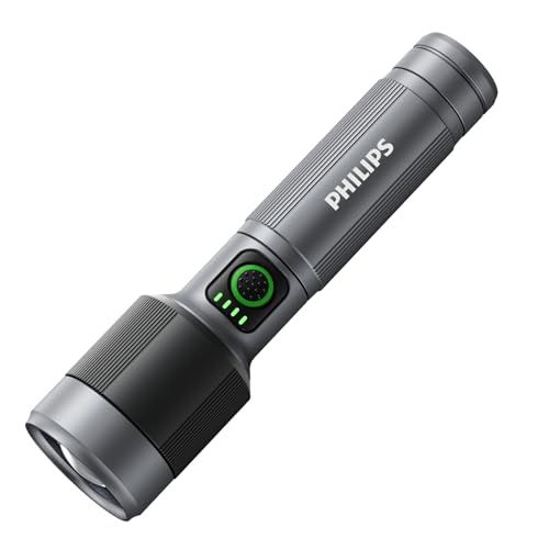 Philips フィリップス 懐中電灯 小型 led ライト 高輝度1450ルーメン 600メートル 5つ調光モード フォーカスコントロール ハンディライト Type-C充電式 IP 55防水 大容量電池 アルミ合金製 耐衝撃 アウト c 873 cc 32