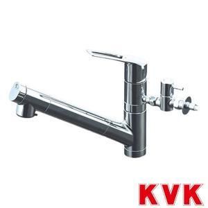 KVK 寒 浄水器内蔵用シングルシャワー付混合栓 eレバー 分岐止水栓付