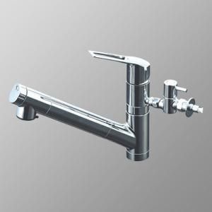 KVK 浄水器内蔵用シングルシャワー付混合栓 eレバー 分岐止水栓付