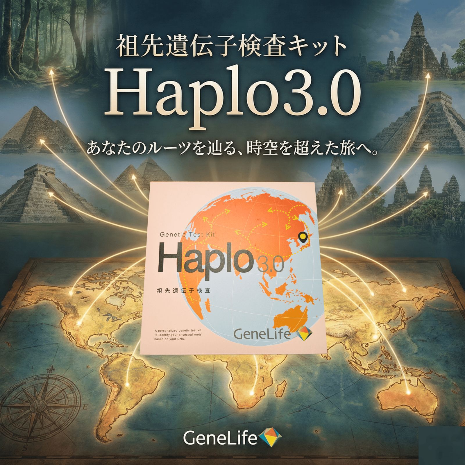 訳あり】ジーンライフ Haplo3.0 祖先を探る 遺伝子検査キット 唾液を