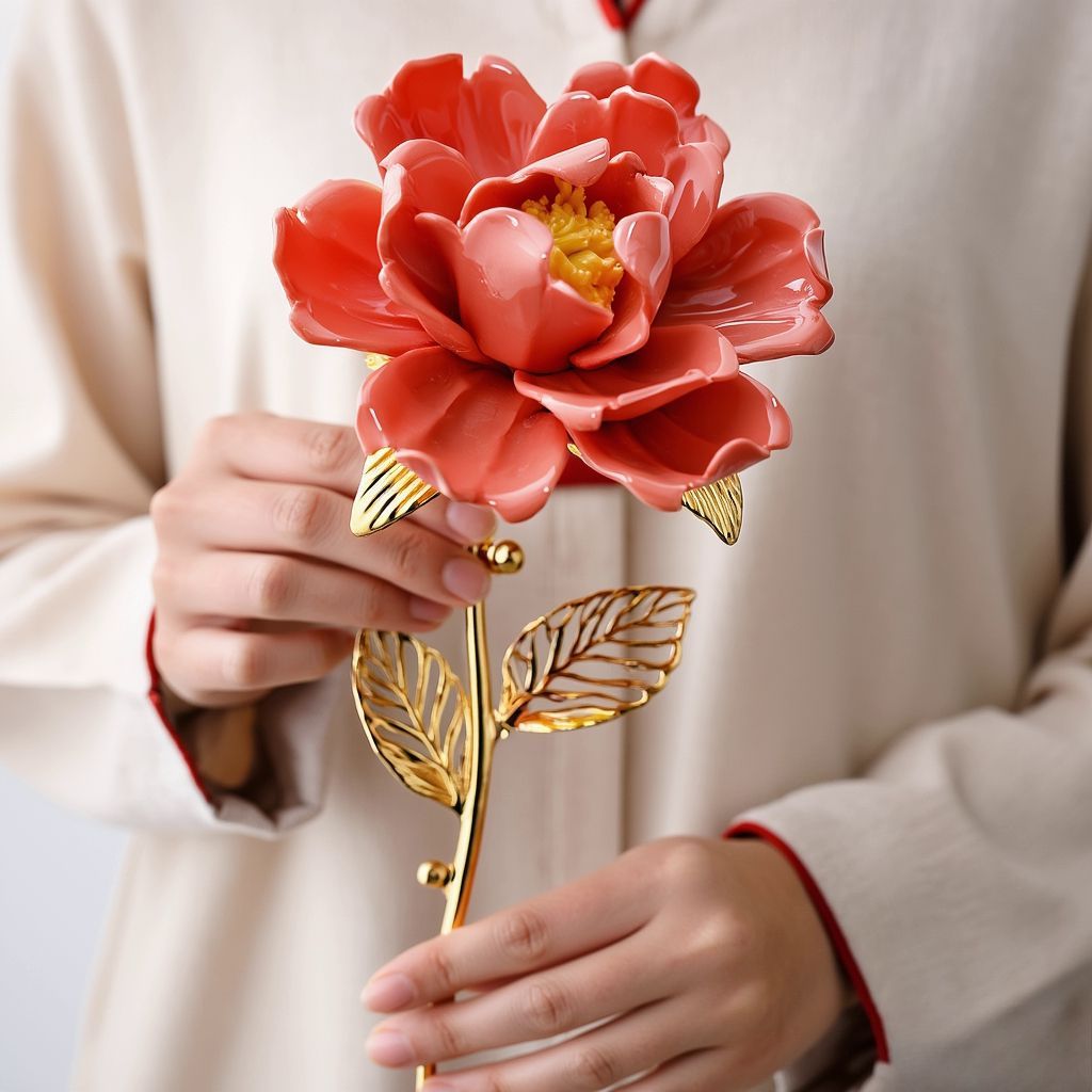 置物 オブジェ ガーデンオーナメント 造花 ピンクのフラワー セラミック 屋外 屋内 室内 インテリア 玄関 リビング ダイニング 装飾 庭 ガーデニング 装飾 ガーデン オシャレ ギフト インテリア用品 贈り物 雑貨