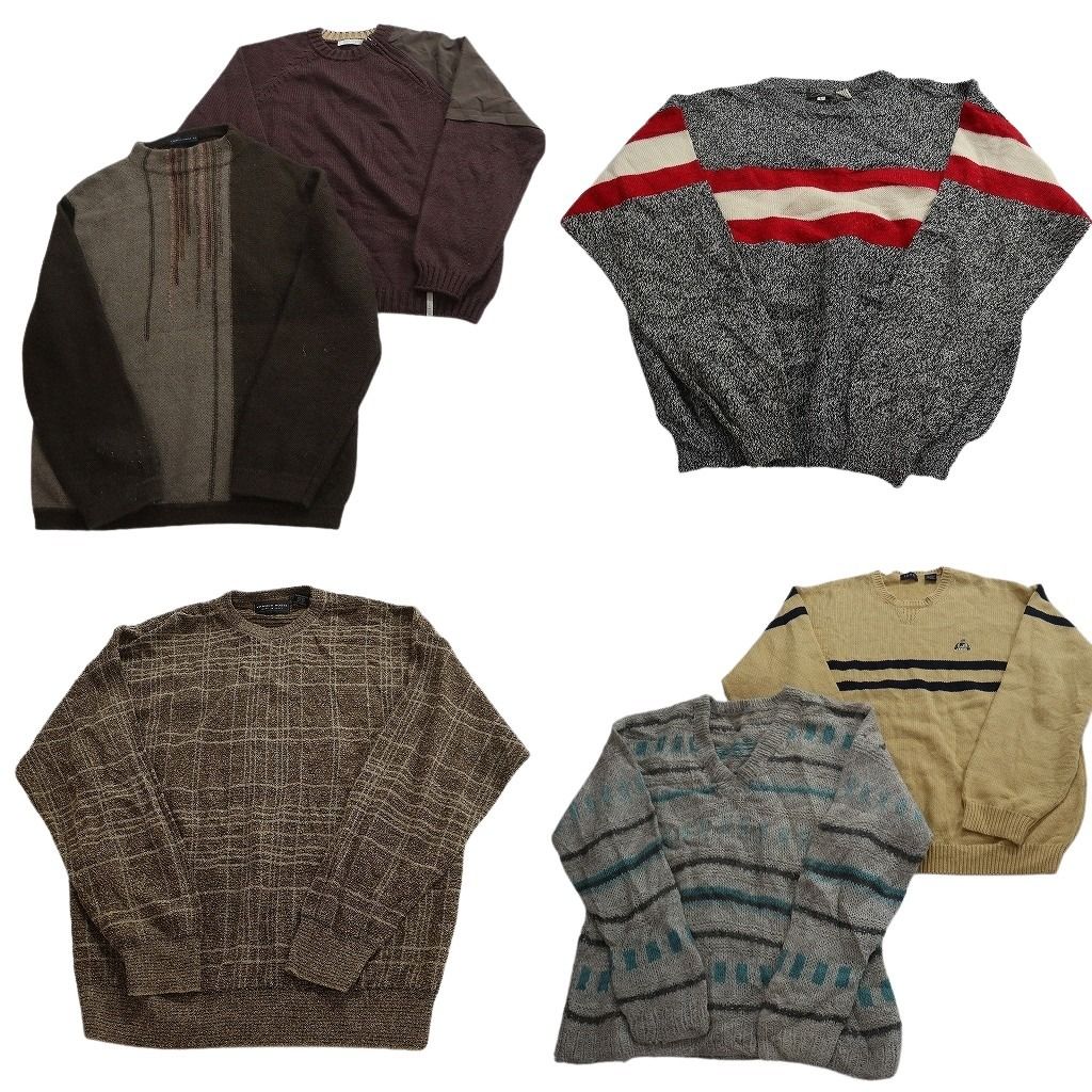 古着卸 まとめ売り セーター MIX 6枚セット (メンズ L ) ライン クルー