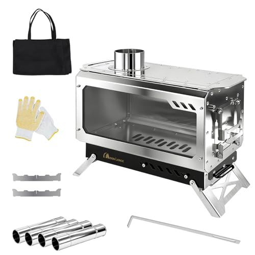 迅速に発送 MOON LENCE 薪ストーブ 焚き火台 一台2役 煙突付き 二次燃焼 耐熱ガラス窓 ステンレス鋼 コンパクト 折りたたみ 卓上 コンロ ストーブ 暖炉 キャンプ テント用 バーベキュー 火かき棒 グローブ 収納袋付き b 9 beec 26