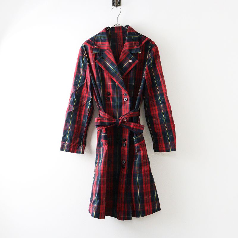 マドモアゼルノンノン ウールチェック ノーカラージャケット ウールコート日本製 マドモアゼルノンノン Mademoiselle NON NON タータンチェック柄