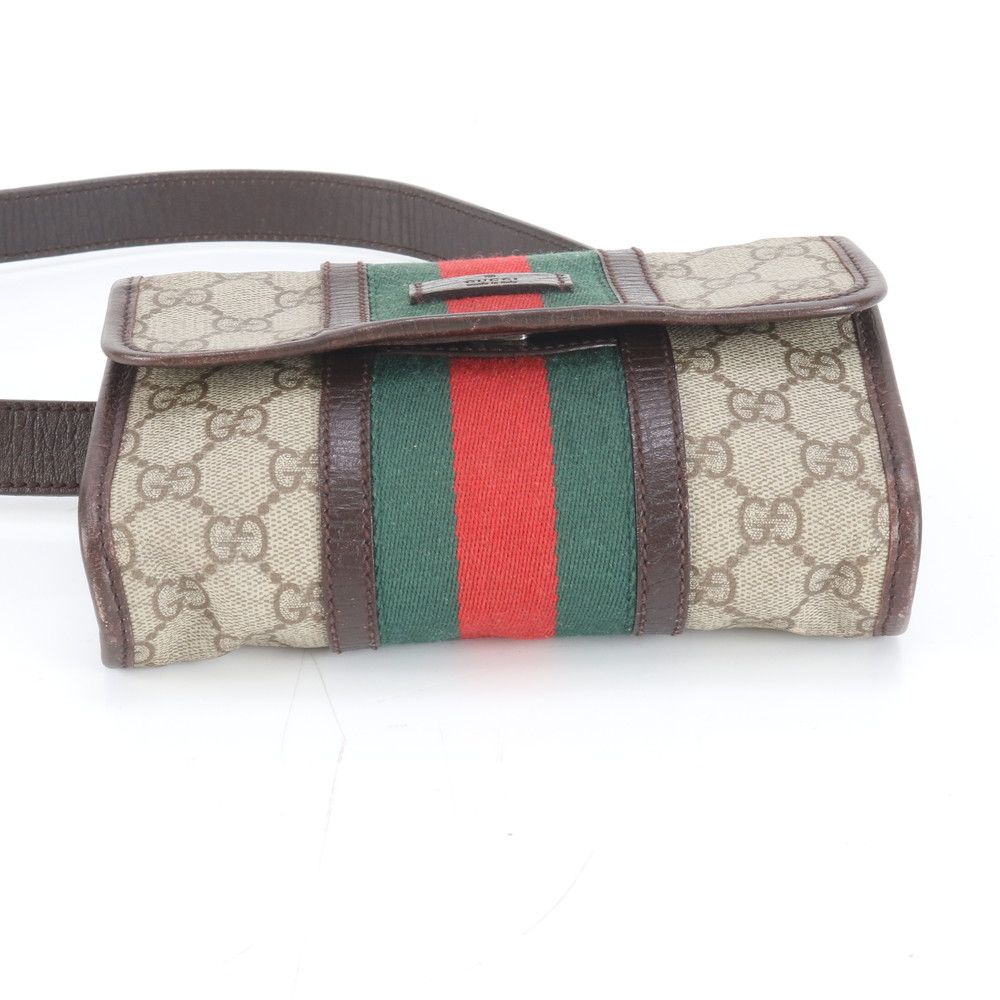 美品 グッチ シェリー ライン GGスプリーム 152597 レザー ウエスト