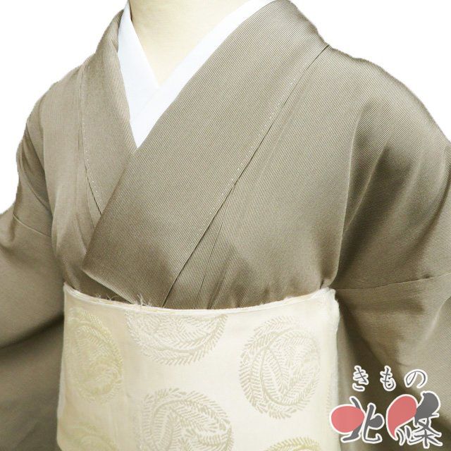特選 小紋 江戸小紋 着物 正絹 袷 カジュアル 万筋 縦縞模様 朽葉色 