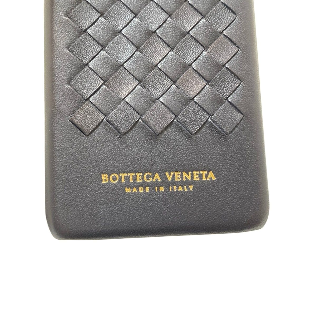 【美品】ボッテガヴェネタ イントレチャートケース/ラム/ゴールド/黒 BOTTEGA VENETA(ボッテガヴェネタ) 携帯電話ケース イントレチャート