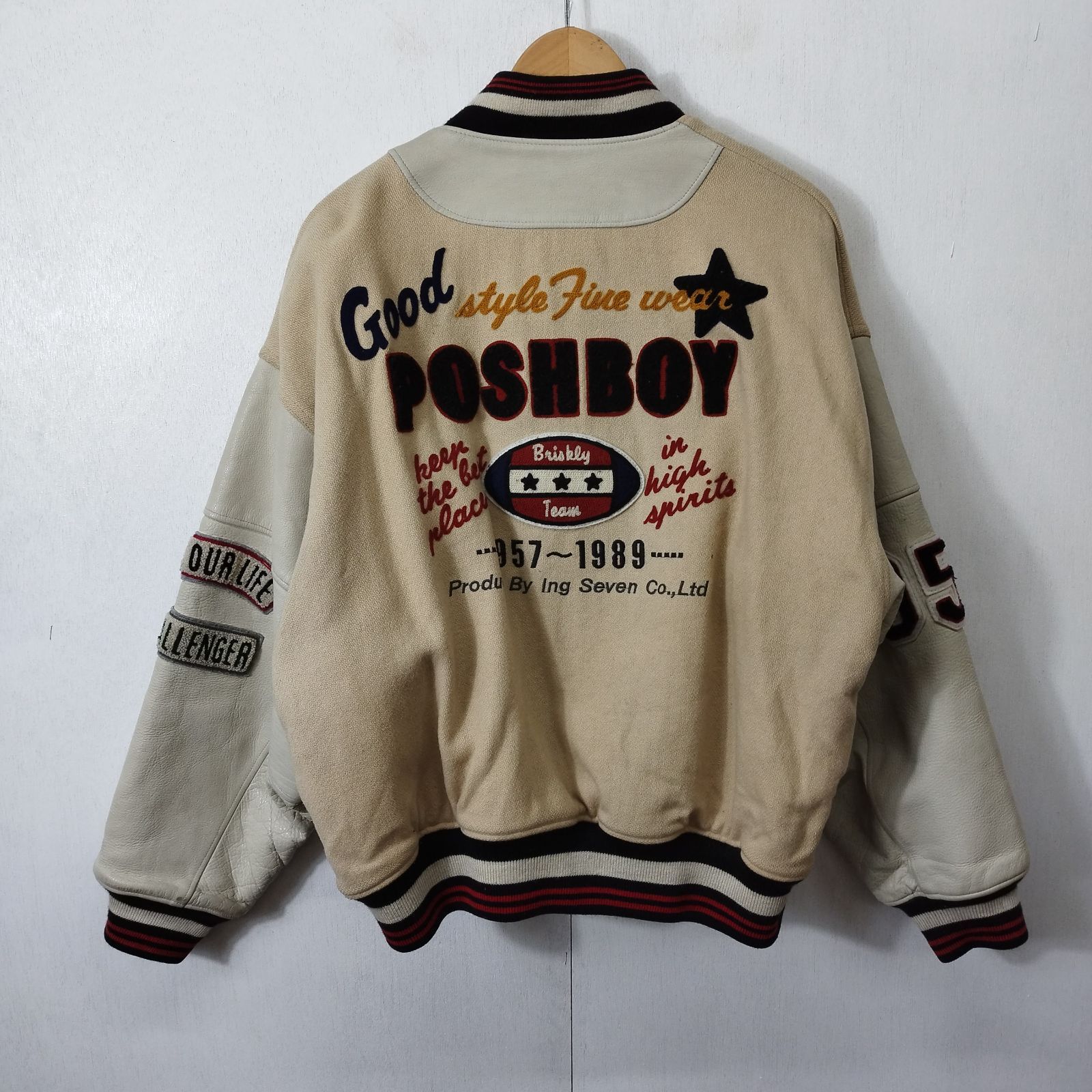 POSH BOY ポッシュボーイ 80s スタジャン 袖 レザー 牛革 フルデコ 